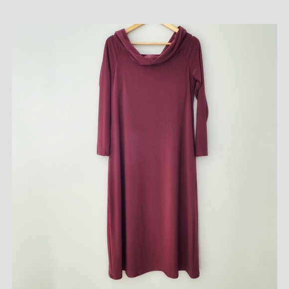 NWT Soma Matte Jersey Dress Midi Bra Dress Shelf Bra Off Shoulder Pockets Large - Picture 2 of 12